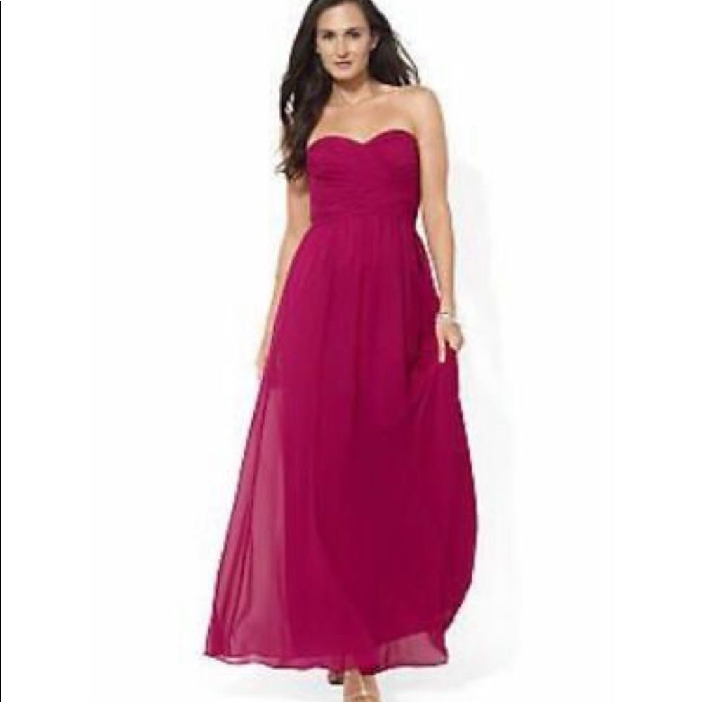 Ralph Lauren Strapless Magenta Dress